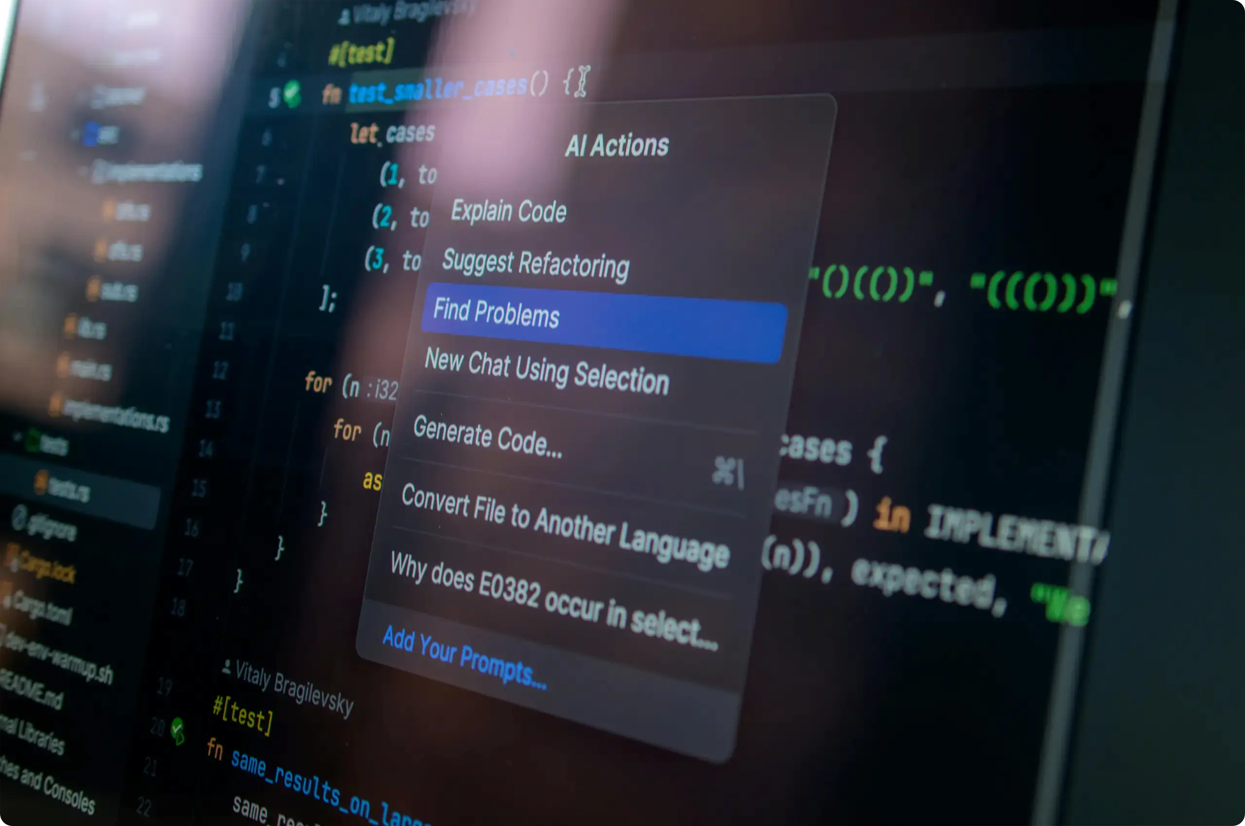 screen with coding